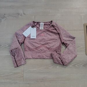 Gymshark Heather Plum Seamless Crop Long-Sleeve Top